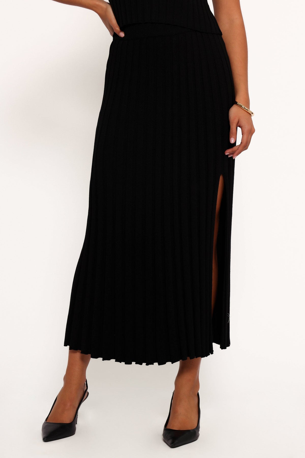 Carson Knit Midi Skirt - Black