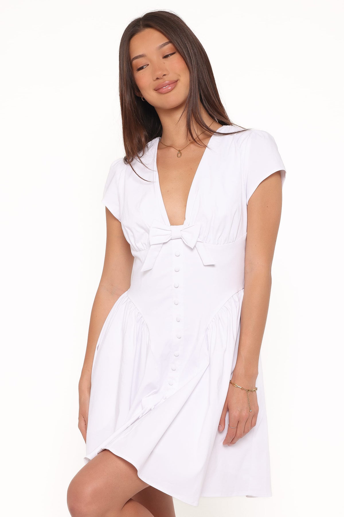 Lyssa Bow Front Mini Dress - White