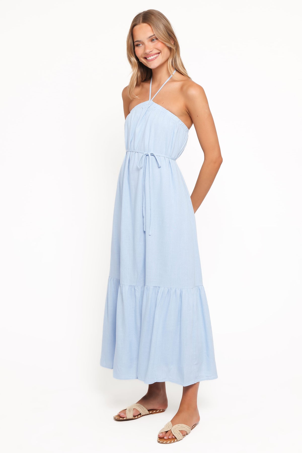 View Halterneck Maxi Dress - Pale Blue