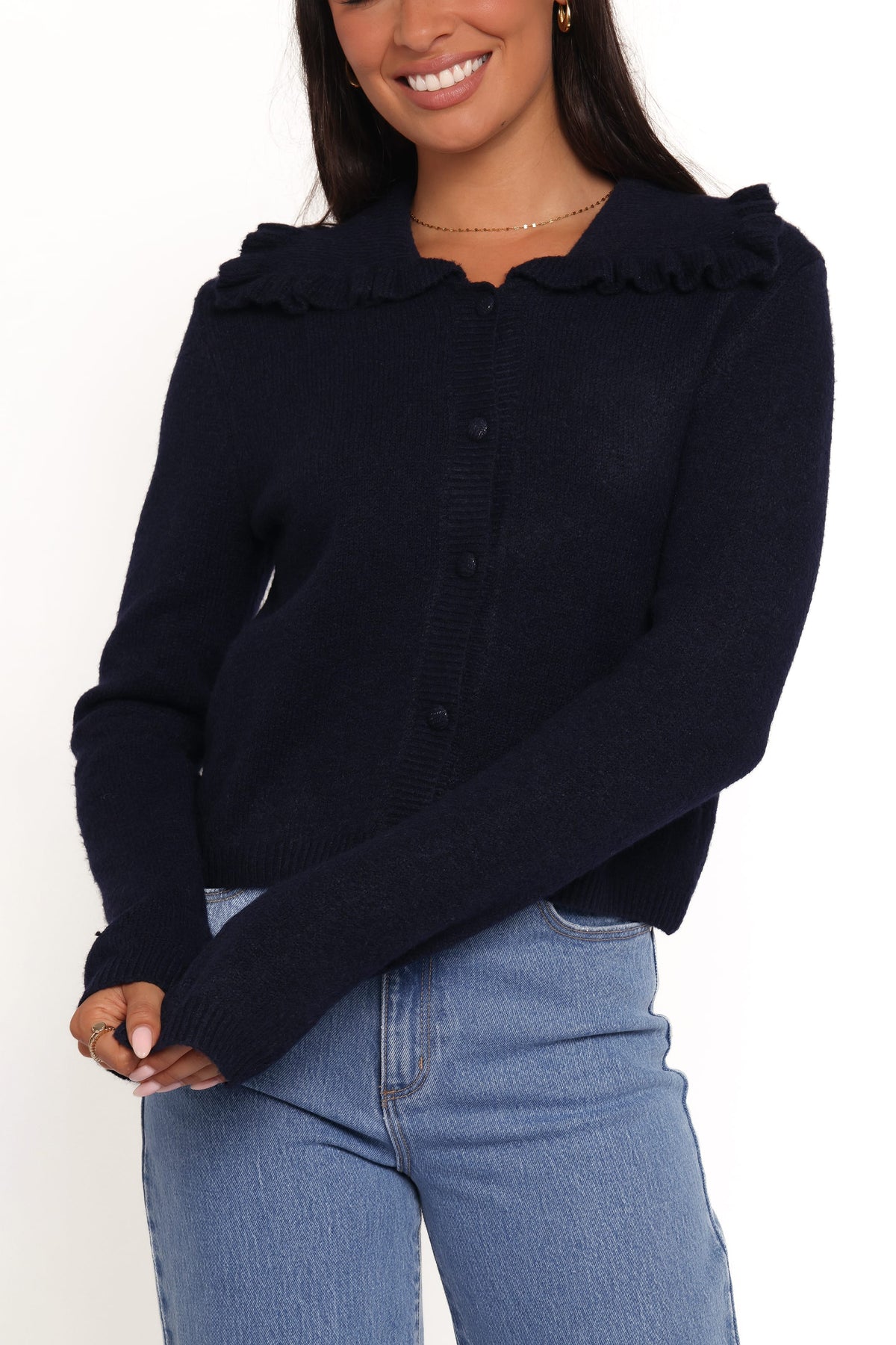 Carmello Frill Collar Cardigan - Navy