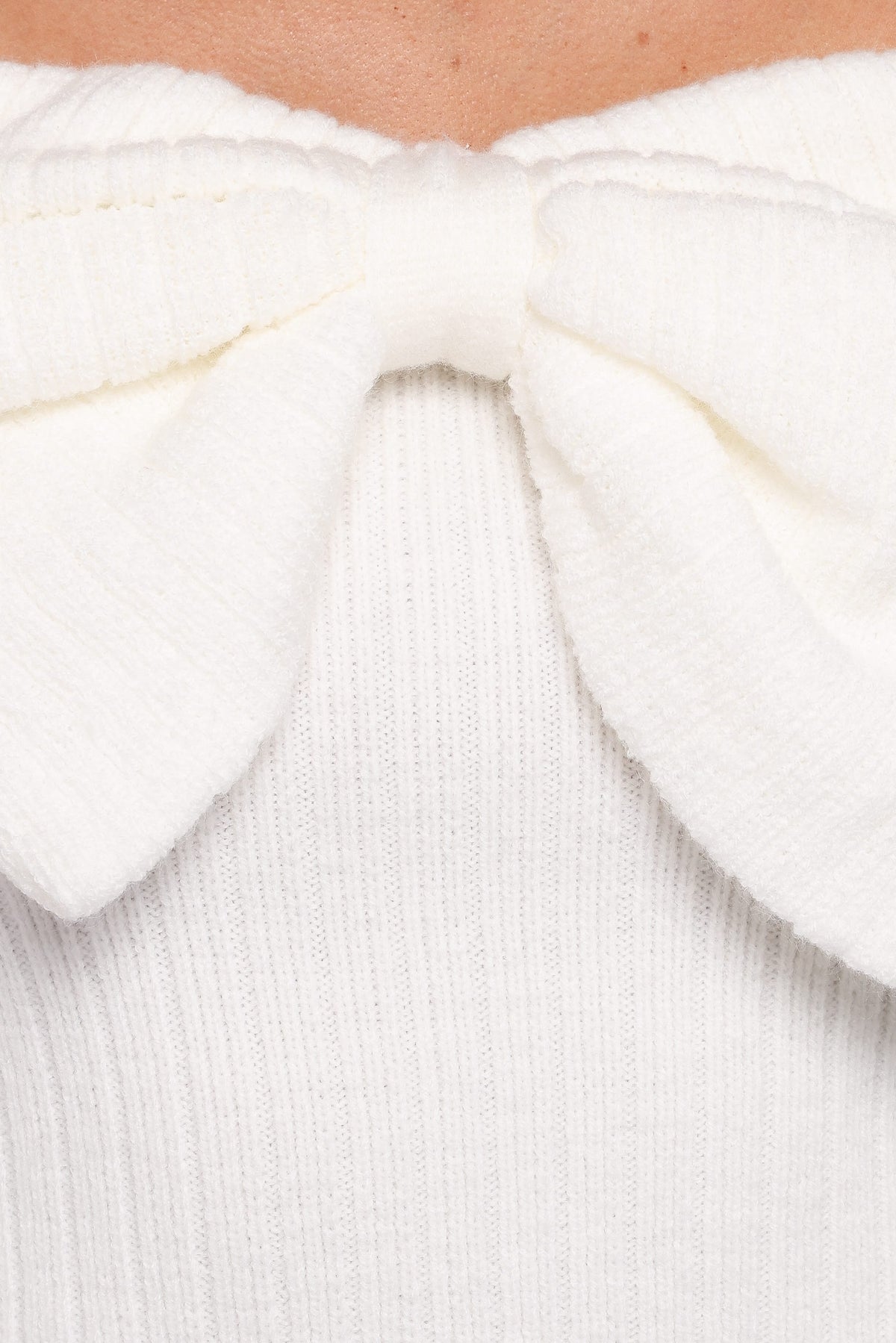 Helene Bow Off Shoulder Knit Sweater - Ivory