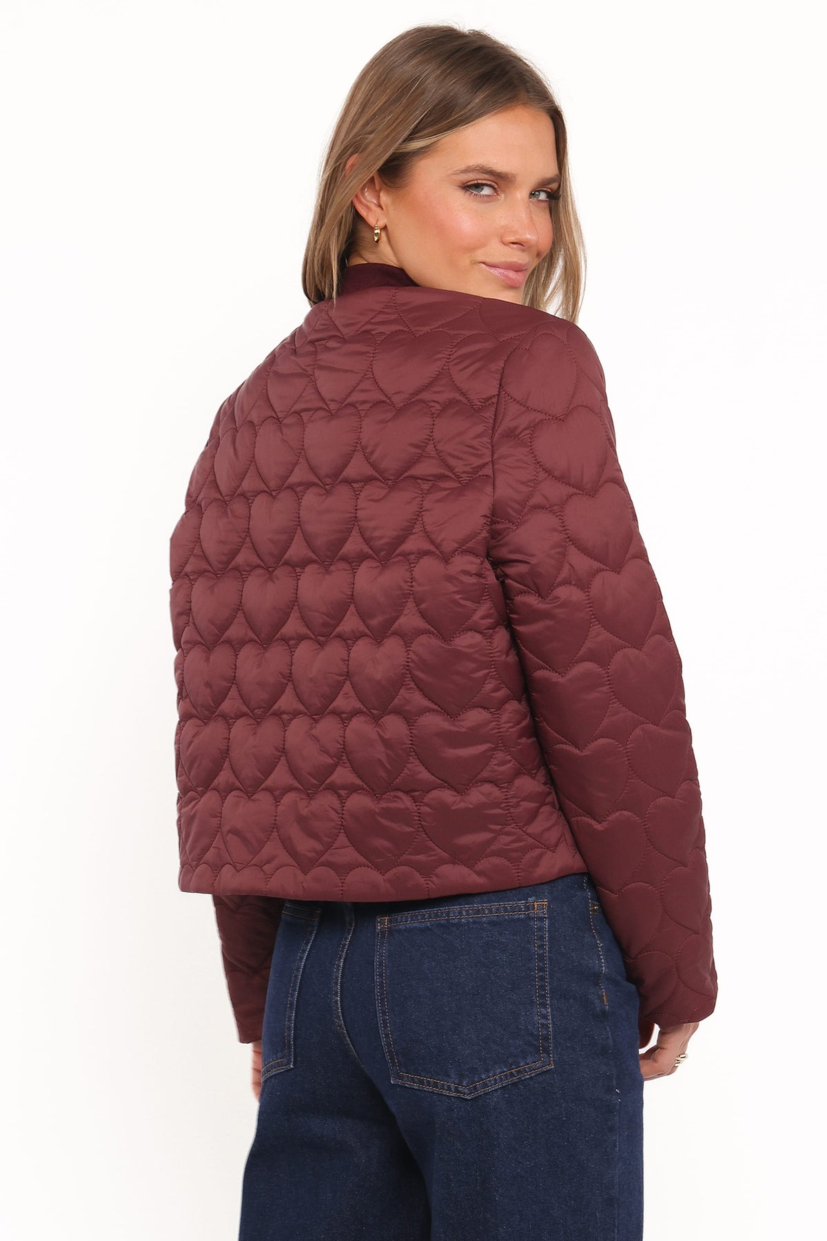 Genevieve Quilted Bomber - Cherry