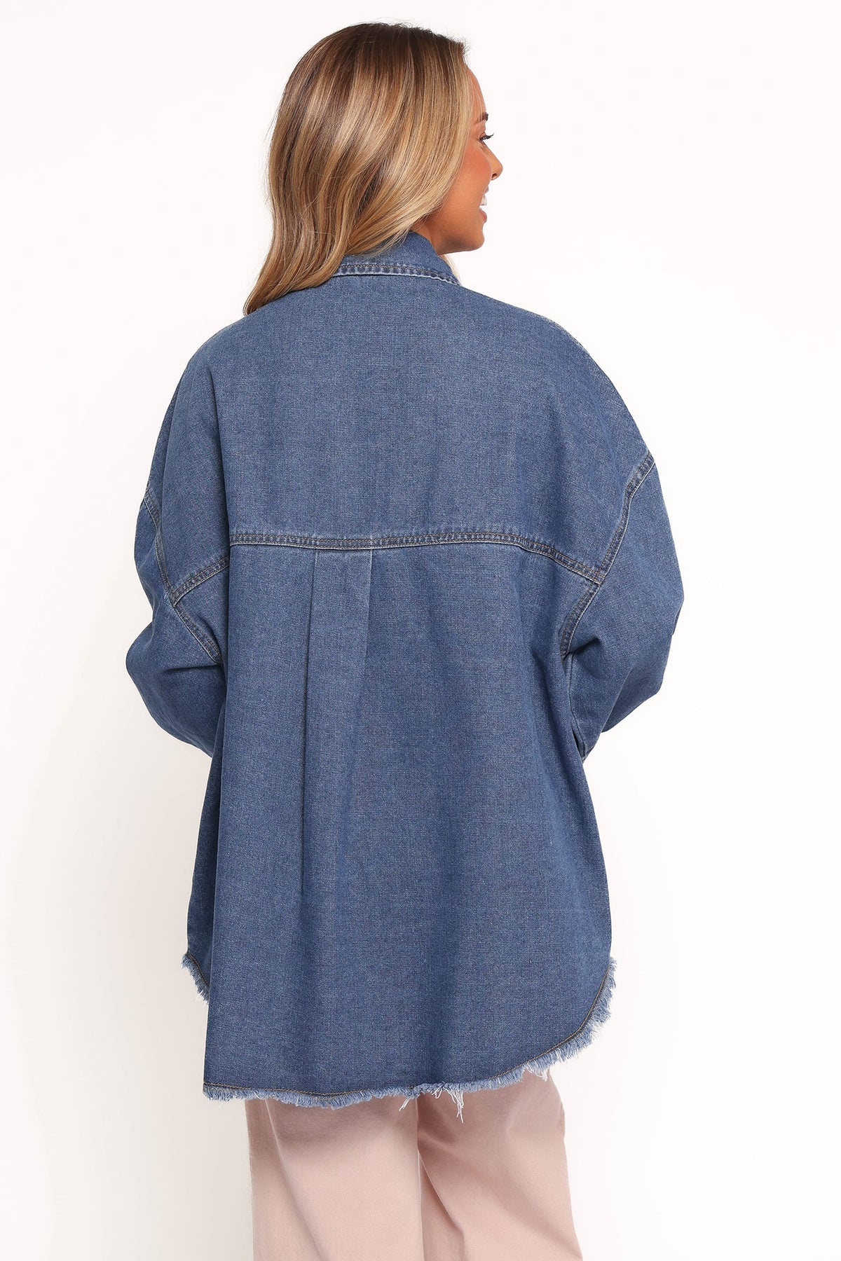 Twiggy Frayed Edge Denim Shacket - Denim