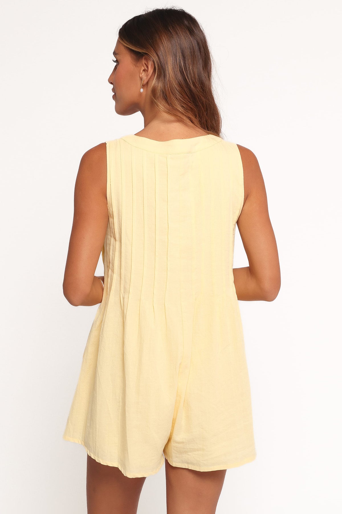 Kallie Tie Front Romper - Butter Yellow