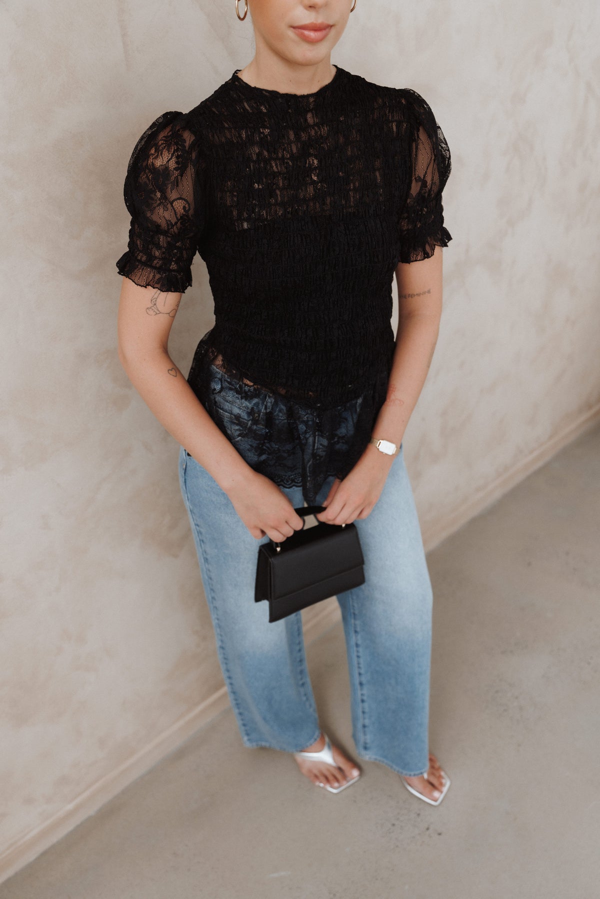 Adeline Peplum Top - Black