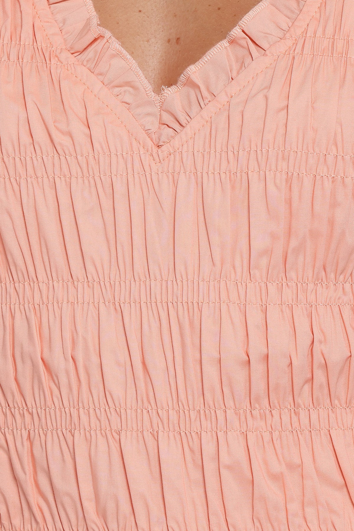 Xenia Smocked Top - Peach