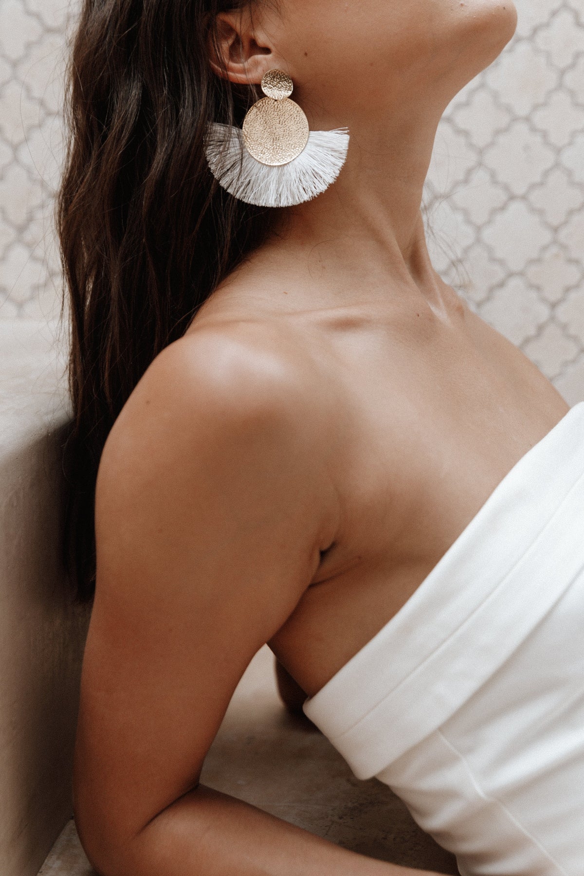 Bahati Tassel Earrings - Gold/White