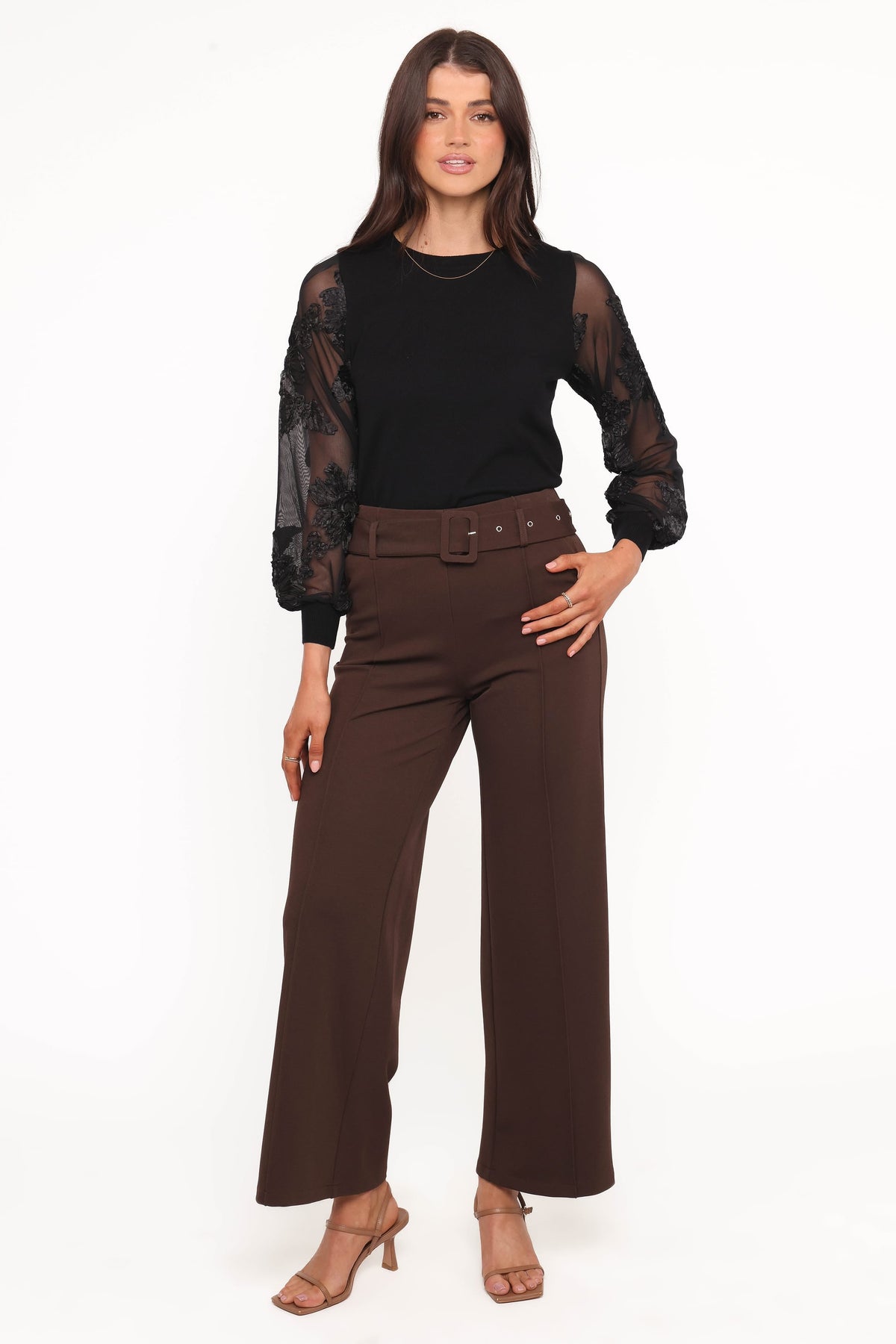Benton Belted Pant - Brown