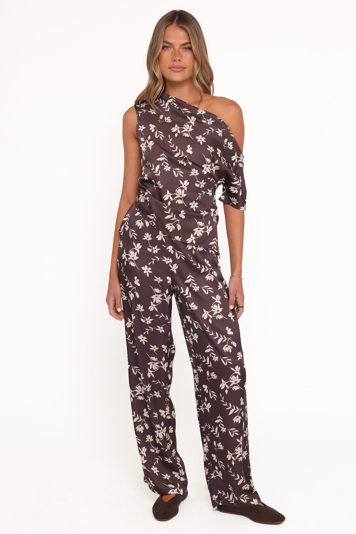 Romola Pant - Brown Cream Floral