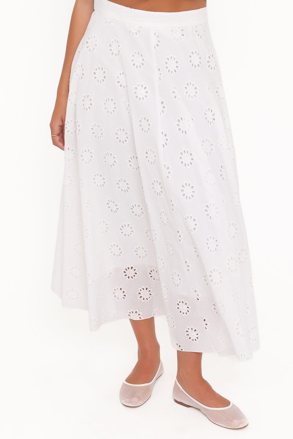 Varia Eyelet Maxi Skirt - White
