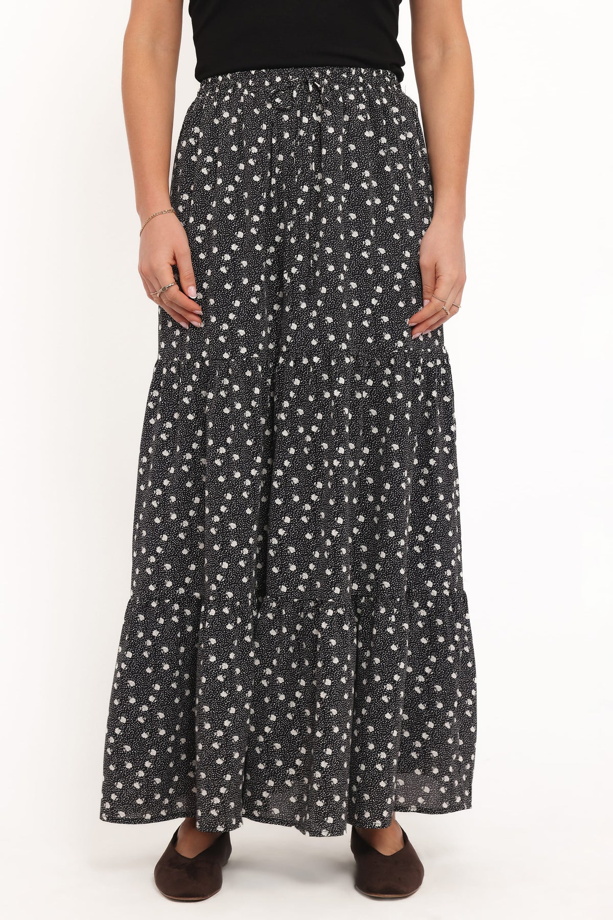 Vincent Tier Maxi Skirt - Black Floral