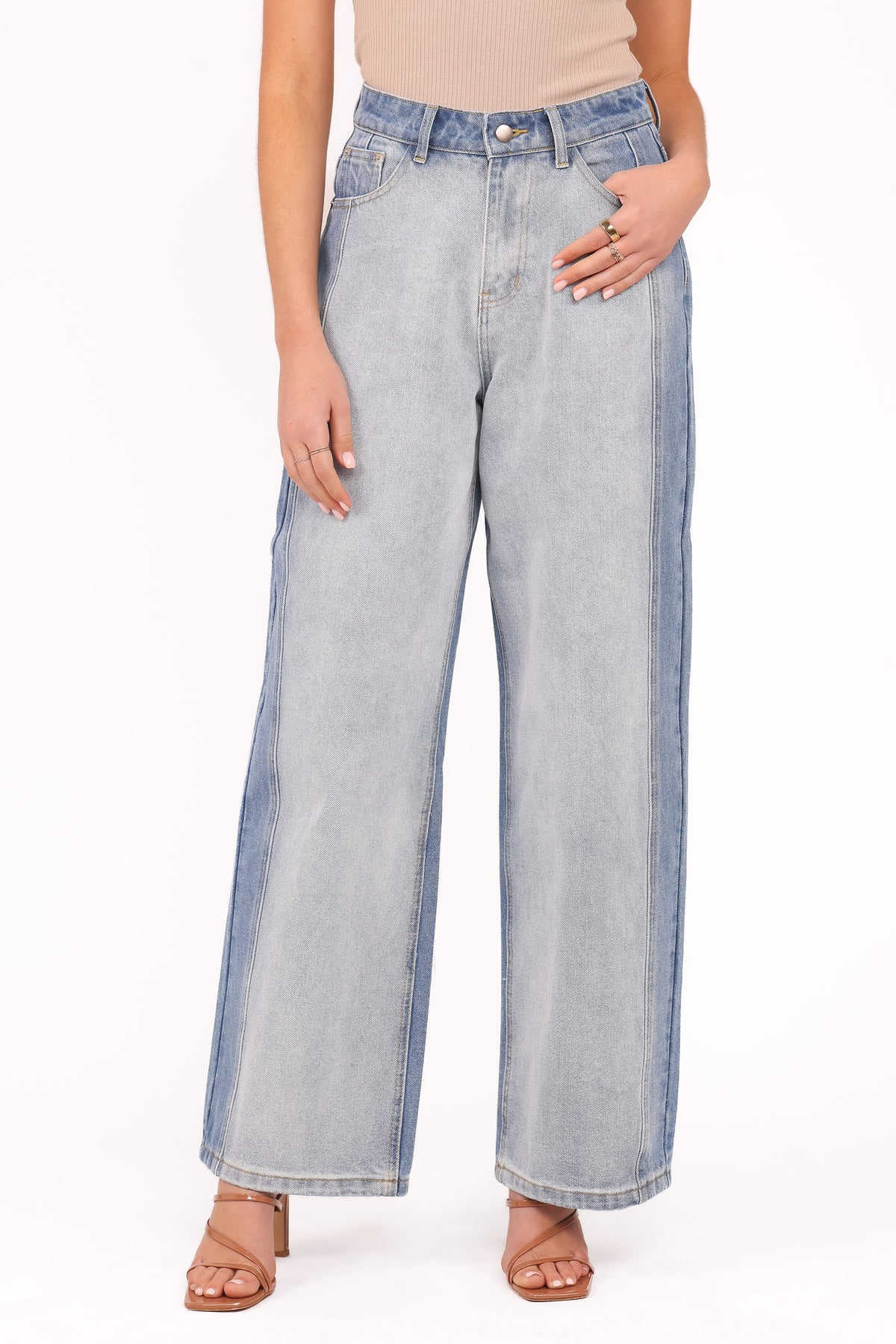 Yuri Wide Leg Jeans - Two Tone Blue