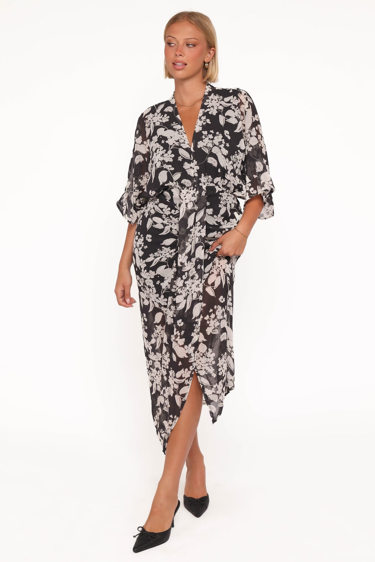 Audrina Maxi Dress - Black Floral