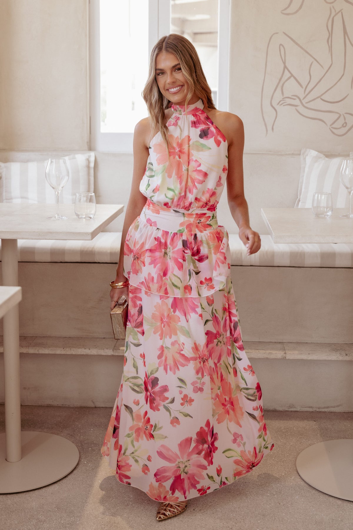 Martha Maxi Dress - Orange Floral