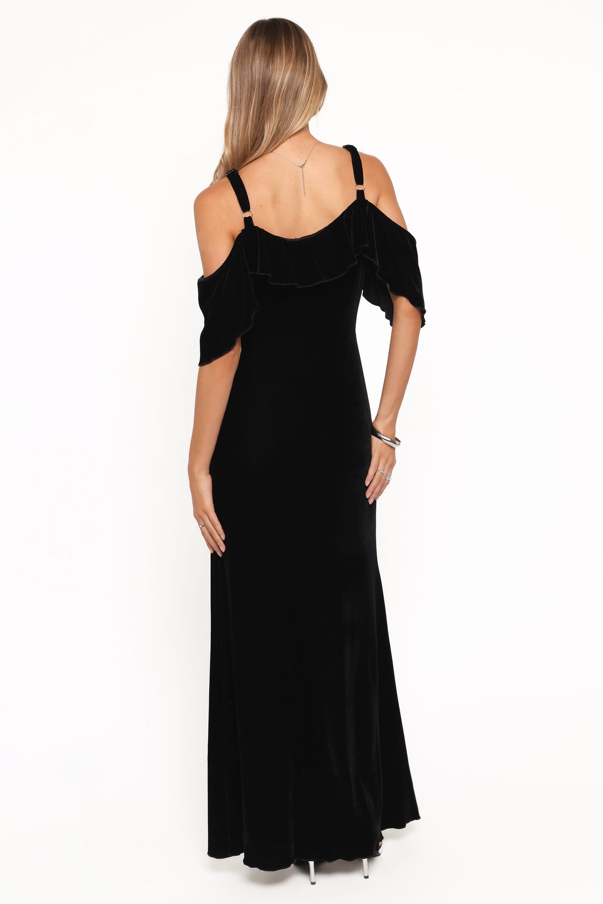 Micah Off Shoulder Velvet Maxi Dress - Black