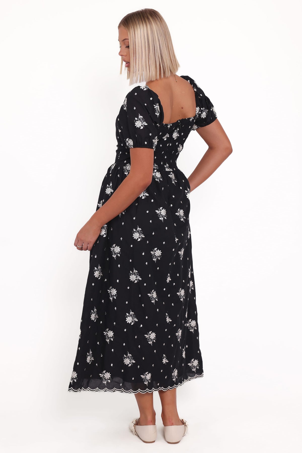 Rosemarie Midi Dress - Black Floral