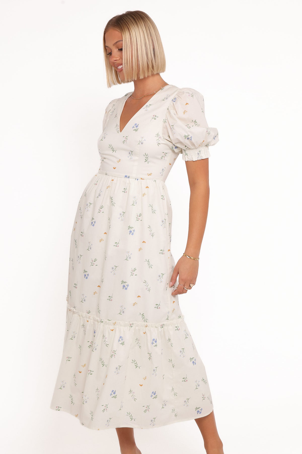 Steele Puff Sleeve Midi Dress - Floral