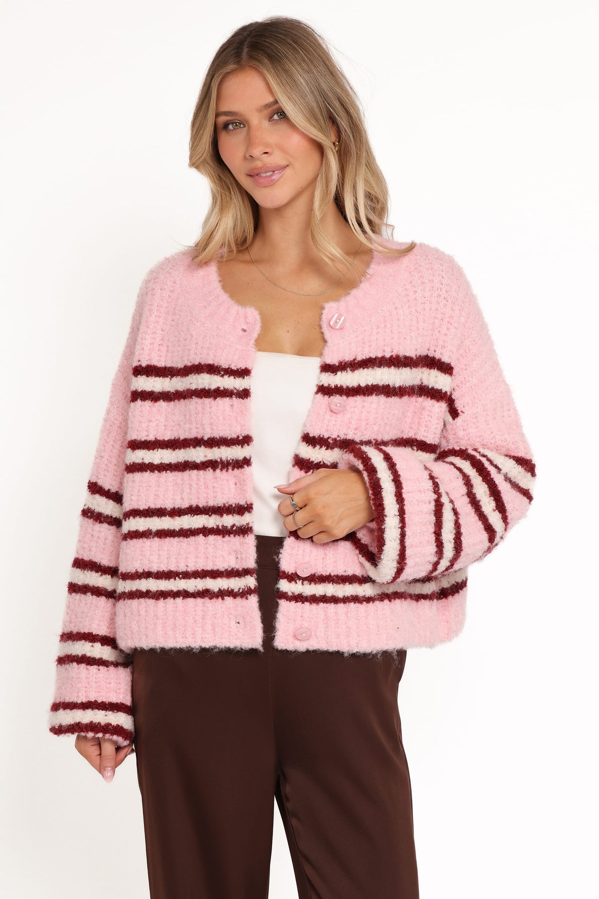 Albertine Cardigan - Pink Stripe