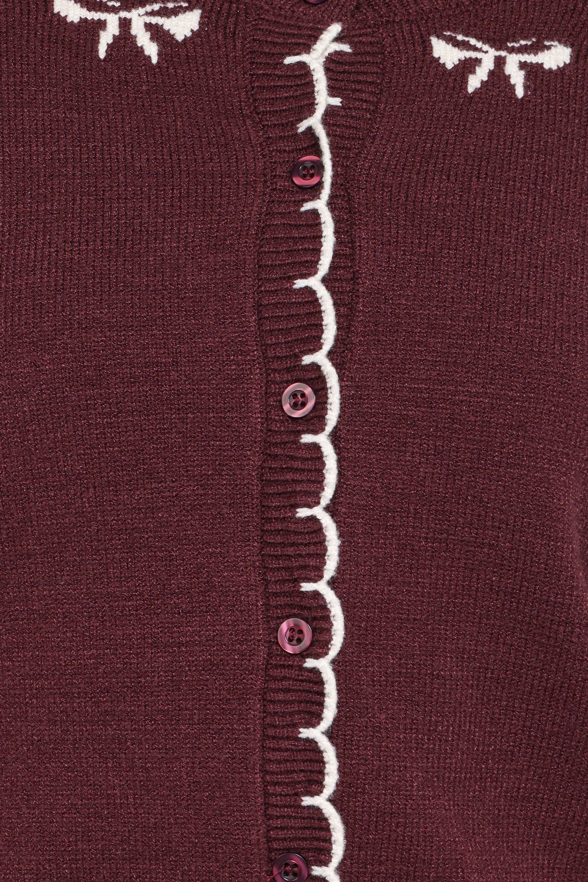 Payton Bow Scallop Cardigan - Plum