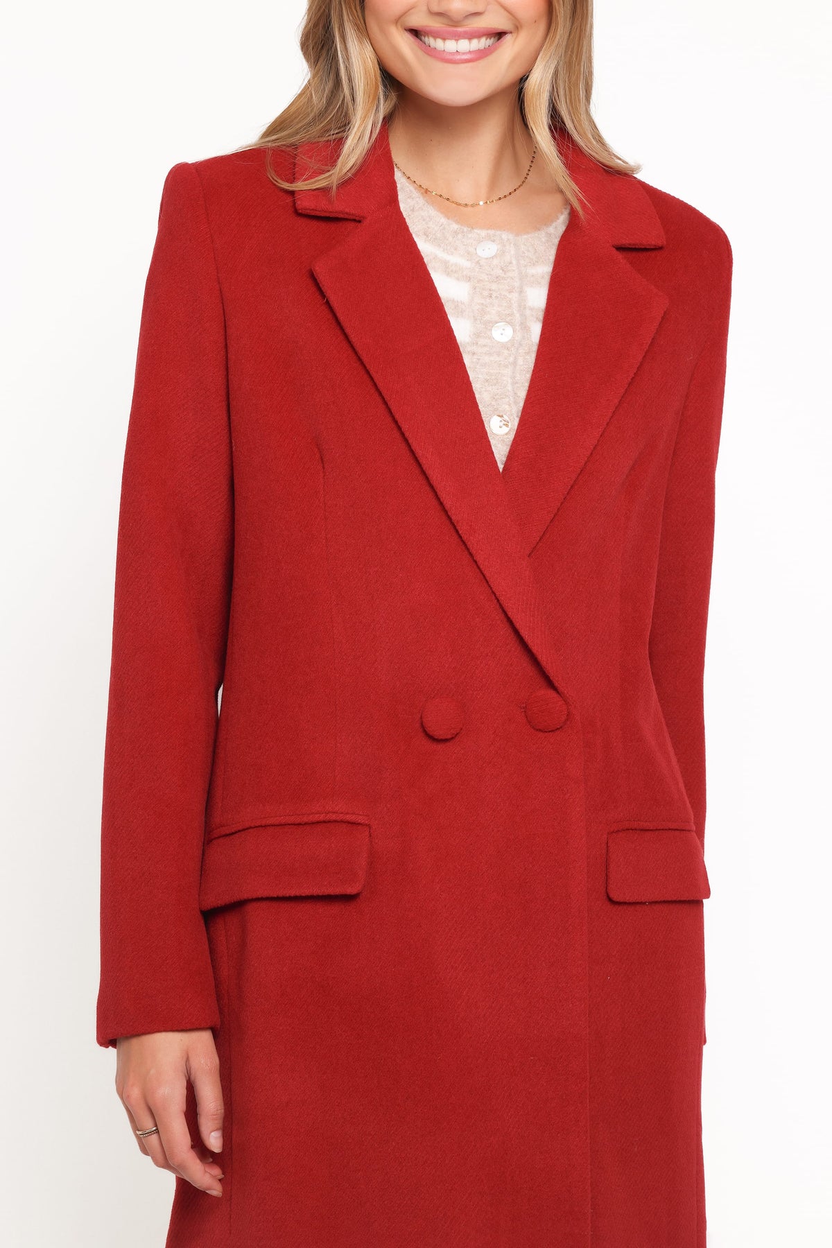 Jett Long Blazer Coat - Red