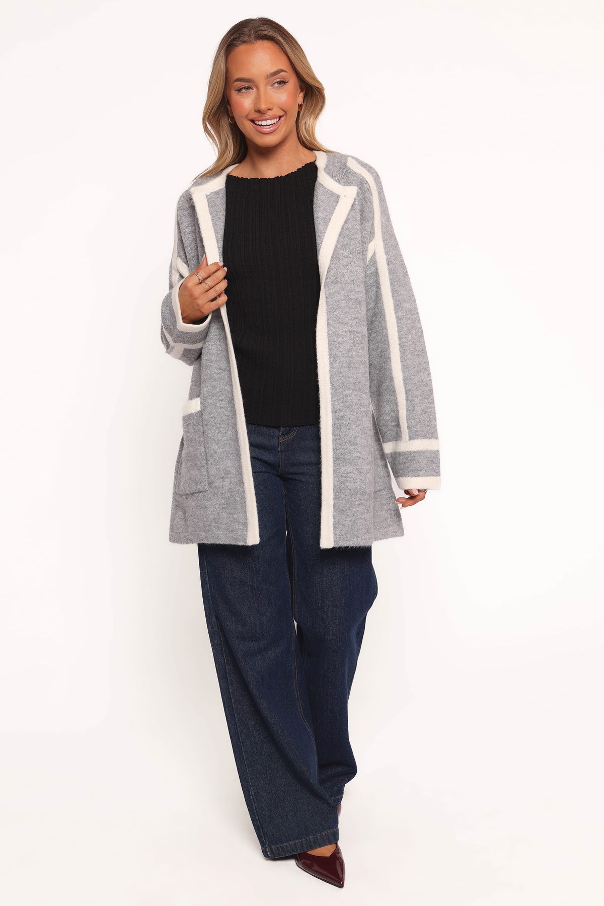 Maloney Tie Front Coatigan - Grey