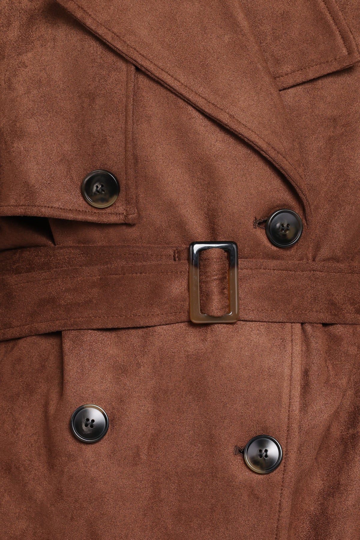 Micha Faux Suede Trench Coat - Brown