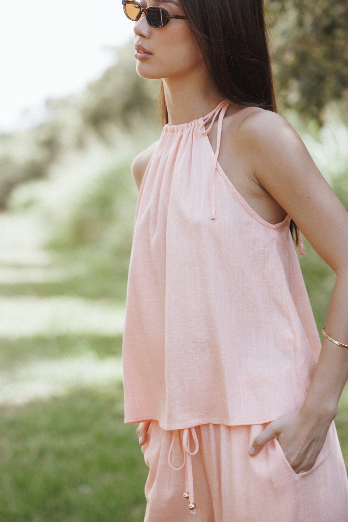 Wren Halter Tie Top - Pink
