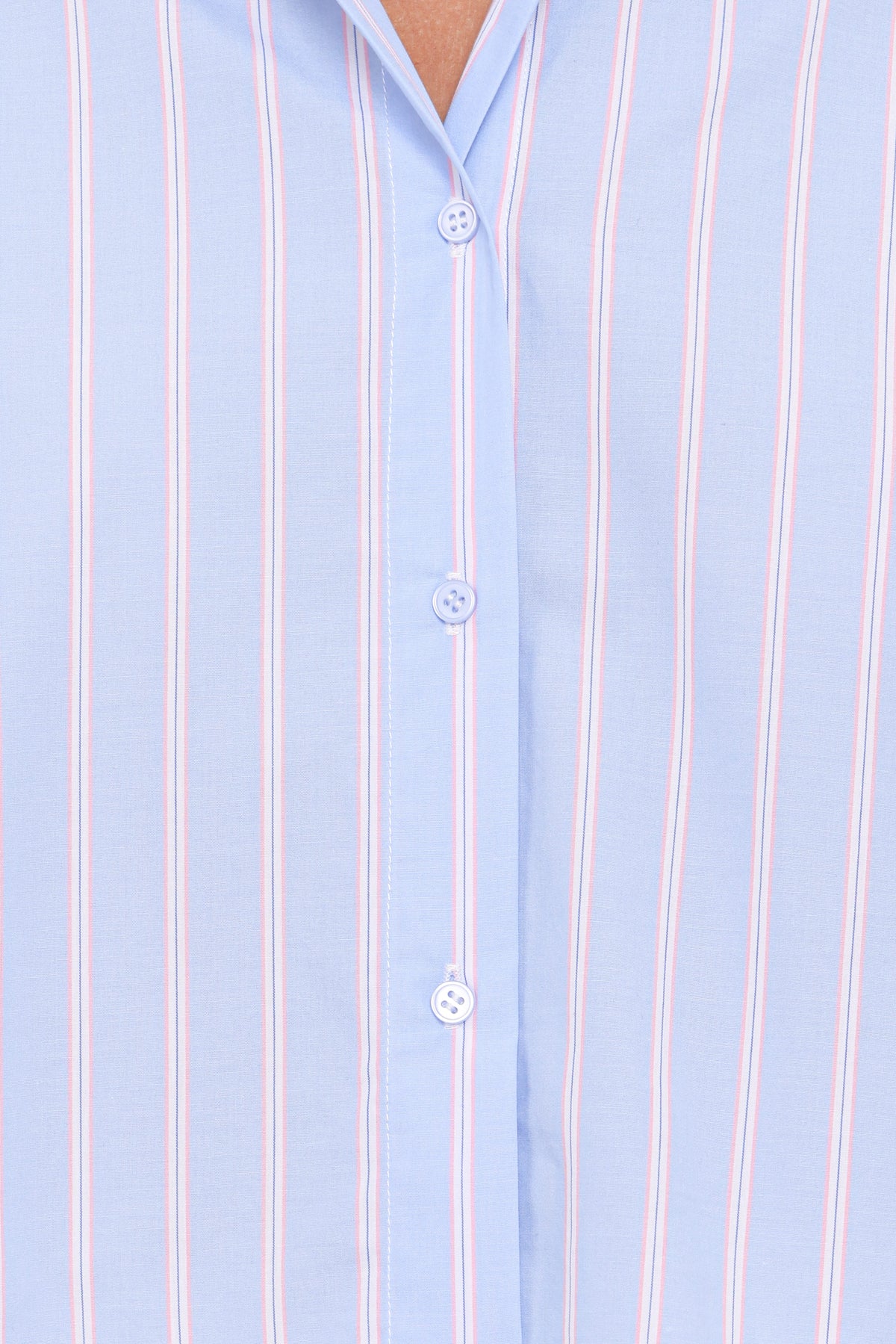 Zella Puff Sleeve Button Up Shirt - Blue White Stripe